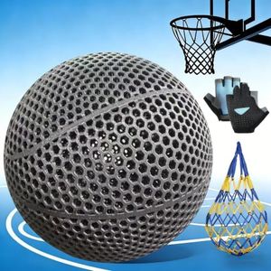Yurlidar 3D-Printed Airless Basketball,Official Size 7 No Pump Needed High Bounce and Quiet Basketballer Training and Dribbling Indoor Outdoor