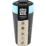 Circular and Co Leakproof Reusable Coffee Cup 12oz/340ml - The World's First Travel Mug Made from Recycled Coffee Cups, 100% Leak-Proof, Sustainable & Insulated (Black & Faraway Blue)