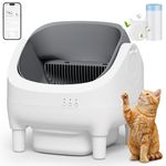 JUMMICO Self Cleaning Cat Litter Tray, 8 Safety Sensors Automatic Litter Box with 12L Large Waste Bin, App Control,XXL Top Open Large Cat Litter Tray for 15kg Big Cats, Easy to Clean