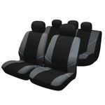 Sakura 'Merton' Black/Grey Seat And Headrest Covers BY0802 - Full Set Universal Fit Elasticated Hems Side Airbag Compatible Machine Washable