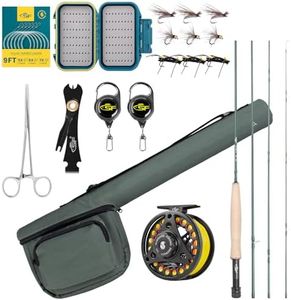 SF Fly Fishing Rod Combo Starter Kit 4 Piece 3WT 7.6FT Emerald Green 24T Carbon Fiber Trout Fly Rod with Reel, Rod case, Fly Box with Flies,Tapered Leader, Knot Tying Tools