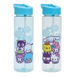 Bioworld Hello Kitty And Friends Group Shot 2-Pack Transparent Blue 24 Oz Single Wall Plastic Water Bottles