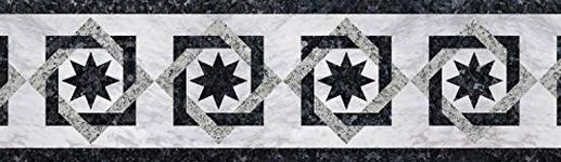 WallDesign Border Sticker - Tile Marble Stone Inlay Star Pattern - for Bathroom, Kitchen, Living Room Décor - 3 inch by 10 ft - Glossy Laminated Waterproof Vinyl Roll