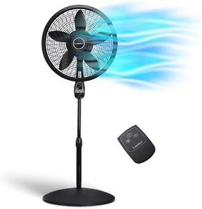 Lasko Oscillating Cyclone Pedestal Fan, Adjustable Height, Timer, Remote Control, 3 Speeds, for Bedroom, Living Room, Home Office, 18", Black, 1843