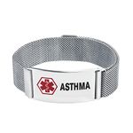 LSxAB Medical Alert Asthma ID Bracelet for Mens Women Emergency First Aid Seniors Health Alarm Adjustable Magnetic Clasp Stainless Steel Wristband Bracelets