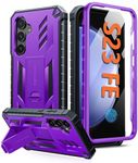 FNTCASE for Samsung Galaxy S23-FE Case: Military Grade Protective Hard Phone Case with Kickstand | Screen Protector | Shockproof TPU Full Protection Drop Proof Phone Cover (Purple)