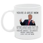 GECLL Donald Trump Mug, Great Mom Coffee Mug, Trump Mom Mug, Christmas, Birthday Mothers Day Mug Gifts for Mom, Mom Gifts from Daughter, Son, Husband, Funny Birthday Gift Ideas for Mom, 11oz (Mom)