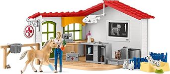 schleich FARM WORLD — 42502, 43-Piece Veterinarian Kit for Kids, Vet Playset with Vet Doll, Pets, Exam Table and Other Accessories, Farm Animal Toys for Kids Ages 3+