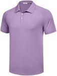 PINSPARK Mens Polo Shirt Short Sleeve Performance Dry Fit Polo Shirts Sports Golf Tennis Shirts for Men Collared Shirt Purple-L