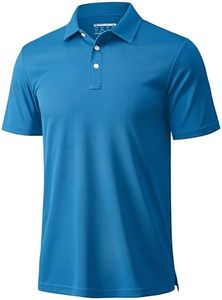 MAGCOMSEN Polo Shirts for Men Dry Fit Lightweight Active Golf Polos Short Sleeve Moisture Wicking Collared Shirt Blue Green