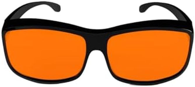 DefenderShield Premium Fit-Over Blue Light Blocking Glasses - Superior Blocking from Gaming PC & Cell Phone Screen Glare - Anti Eye Strain, Headache & Sleep Support (Orange - 100% blue light blocking)