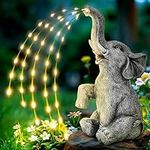 GIGALUMI Upgraded Elephant Statue Garden Decoration True Watering Elephant Figure Solar Powered LED Lights, Gifts for Women, Gifts for Mum, Garden Decorations for Patio(10.6 Inch/ 27 cm)