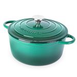 Cast Iron Dutch Oven with Lid – Non-Stick Ovenproof Enamelled Casserole Pot – Sturdy Dutch Oven Cookware – Dark Green, 5-Quart, 24cm – by Nuovva