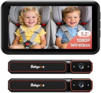 Babyvue BV6PRO Wireless Dual Car Camera Baby Monitor Fast Setup, HD1080P Spilt-Screen Baby Car Monitor for 2 Kids, Auto IR Night Vision Backseat Camera for Newborns Gift