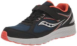 Saucony - Unisex Kids Alternative Closure Running Shoes, Black Red Navy Blue, 10.5 Wide Big Kid