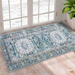 Taleta KALINA Washable Doormat Small Non Slip Area Rugs for Bedroom Vintage Boho Rug Soft Short Pile Rug Machine Washable Rugs for Living Room Indoor Entry Floor Rug (Green, 80x150 cm)