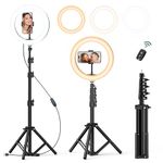 ATUMTEK 10" Selfie Ring Light with 55" Extendable Tripod Stand, Selfie Light with Phone Holder and Bluetooth Remote, Dimmable LED Ring Light for Streaming, TikTok, Zoom, Vlogging, YouTube, etc