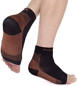 Thx4 Copper Compression Recovery Foot Sleeves for Men & Women, Copper Infused Plantar Fasciitis Socks for Arch Pain, Reduce Swelling & Heel Spurs, Ankle Sleeve with Arch Support-Small/Medium