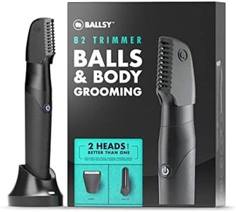 Ballsy B2 Groin & Body Trimmer for Men, Includes 2 Quick Change Heads, Waterproof, Cordless Charging Base for The Ultimate Close Shave