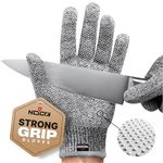 NoCry Cut Resistant Gloves with Secure-Grip Microdots and Level 5 Cut Protection. Comfort-Fit. Food Grade, Size Medium. Includes Free eCookbook!