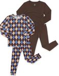 JunNeng Bamboo Viscose Toddler Pajamas, 4 Piece Pjs for Kids Boys 6-7Y