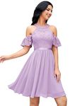 Berylove Evening Dress Long Elegant for Wedding Dress with Slit Cocktail Dress Women's Elegant with Sleeves Elastic Waist BLP7051 Lavender M