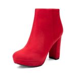 DREAM PAIRS Women's Stomp Black High Heel Ankle Bootie,Size 4.5,Red,Stomp