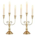 Romadedi Candelabra Gold Candle Holders - 3 Arm 11.8" Wedding Candlestick Holder for Theme Party Table Centrepiece Decor Dining Room Birthday Holiday Christmas, Set of 2