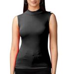 Prime fashions - New Ladies Turtle Neck Sleeveless Stretch Plain Polo Top Women’s Jumper – Casual Wear – Roll Neck – Summer Wear (M-L, Black)