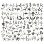 Youdiyla Wholesale 100pcs Mixed Animal Pendants Charms for Jewellery Making Crafting Tibetan Silver Bulk DIY for Necklace Bracelet Handmade WM289