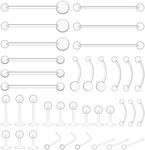 Lusofie 36pcs Clear Piercing Jewelry Retainer Plastic Nipple Rings Nose Rings for Surgery Navel Belly Button Ring Lip Labret Eyebrow Tongue Barbells Cartilage Tragus Earrings Retainer