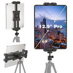 Padwa Lifestyle Tablet Tripod Mount Adapter Clip Holder for Selfie Stick Pole Camera Monopod Tripod Adapter, Compatible with 4.7-12.9 Inch Tablets Smartphones IPad Pro IPad Air IPad Mini 12.9 11 10.5