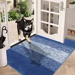 Vaukki Indoor Doormat Entryway Door Rug, Non Slip Absorbent Mud Trapper Mat Inside Floor Mat, Washable Small Door Carpet for Entryway (36''x59'', Navy)