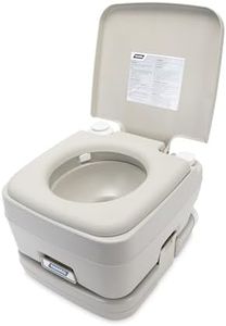 Camco Portable Travel Toilet - Features Bellow-Type Flush and Sealing Slide Valve to Lock-in Odors and Protect against Leakage-| Lightweight and Compact, 2.6 Gallon (41531)