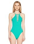 Hobie Women's Solid One Piece Swimsuit, Sea Glass, X-Large
