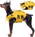 Kuoser Dog Life Jacket - High Flotation, Reflective Vest for Swimming & Boating, Adjustable Sizes - Small to Large, Lightweight Dog Life Preserver with Rescue Handle