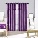 ROOEE Crushed Velvet Faux Silk Curtains - Eyelet Ring Top and Fully Lined. Color Purple Size - 46" x 90"