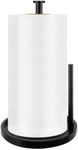Paper Towel Holder Countertop, Standing Paper Roll Holder with Anti Slip Weighted Base, Stainless Steel Freestanding Paper Towel Holder for Kitchen, Black