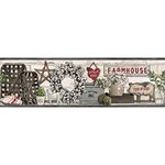 York Wallcoverings Farmhouse Shelf Border - Black |Spray with Water and Hang | Ultra Easy