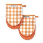 KitchenAid Gingham Mini Oven Mitt 2-Pack Set, Honey, 5.5"x8"