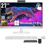 HP 27" FHD Touchscreen All-in-One Desktop, AMD Ryzen 5 7520U, 16GB LPDDR5, 1.16TB Storage (1TB SSD+160GB Docking Station), Radeon Graphics, Wi-Fi 6, Wireless Keyboard & Mouse, Win 11 Pro, White