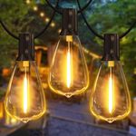 Ollny Festoon Lights 7.5m, LED String Light Mains Powered, Garden Light with Plug/13+1 Shatterproof ST38 Bulbs/Hook, Bright Warm White Lighting Outside Indoor Outdoor Tree Patio Decorations