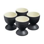 Cooks Professional Egg Cup Set of 4 | 4 x 40ml Ceramic Egg Holders | Egg Cups | Stoneware Dinnerware Set | Black