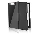 Clipboard with Storage,Heavy Duty Clip Boards 8.5x11 with 2 Storage Case,Clear Visible Top Panel Storage Clipboards,Side Opening Clip Boards,Nursing Clipboard Folder Case for Office Supplies-Black