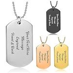 EDSG Personalised Dog Tags for Men Dog Tags Necklace Engraving Mens Necklace with Chain Army Tags Identity Necklaces Gift for Him Boys Girls Her for Birthday Fathers Day Anniversary Christmas(Silver)