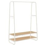 VASAGLE Clothes Rail, Clothes Rack with 2 Shelves, 6 S-Shaped Hooks, Steel Frame, for Bedroom, Oak and Cream White RGR112W09