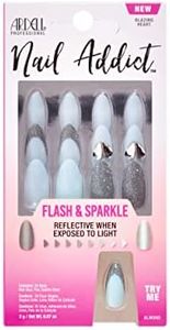 Ardell Nail Addict Press On Nails, Flash & Sparkle, Reflective Almond Shape with Glitter and Gem Accents, Easy Application, Nail Kit, 1-Pack