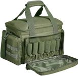 VEVOR Range Bag for 4 Pistols, Tactical Gun Range Bag with 3 Detachable Baffles & 6 Magazines, Firearm Shooting Handgun Bag for Outdoor Hunting Shooting Pistol Bag with Single Shoulder Strip, Green