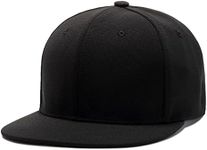 Quanhaigou Classic Snapback Hat Hip Hop Flat Bill Visor Cap - Unisex Adult Adjustable Baseball Hats, Blank Black, One Size