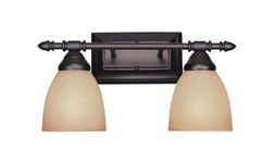 Designers Fountain 94002-ORB Apollo Collection 2-Light Bath Bar, Oil Rubbed Bronze Finish with Amber Sandstone Glass Shade